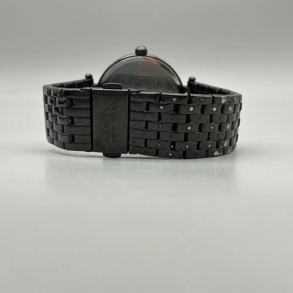 Caravelle New York 45L47 Womens Watch 38mm Black Crystals New Battery 6.75